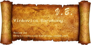 Vinkovics Barakony névjegykártya